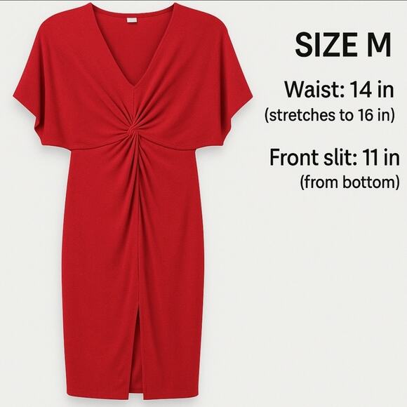 Red Batwing Knot Front Dress – Size M - Picture 1 of 7